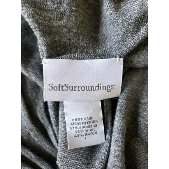 Soft Surroundings Gray Crochet Accent Wool Blend Turtleneck Sweater, Size Large - Picture 2 of 11